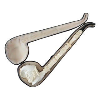 Large Carved Meerschaum Pipe with Case, Austria, 1880 For Sale