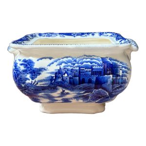 20th Century English Style Blue & White Transferware Cachepot