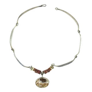 Contemporary Artisan Sterling Agate Necklace For Sale