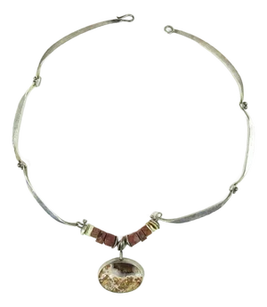 Contemporary Artisan Sterling Agate Necklace