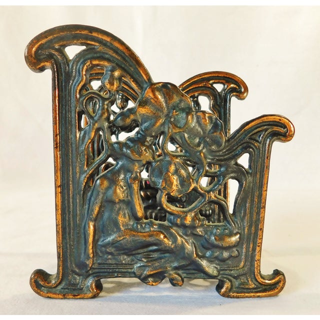 Vintage Mid Century Figural Nude Woman Cast Metal Napkin or Letter Holder For Sale - Image 12 of 12