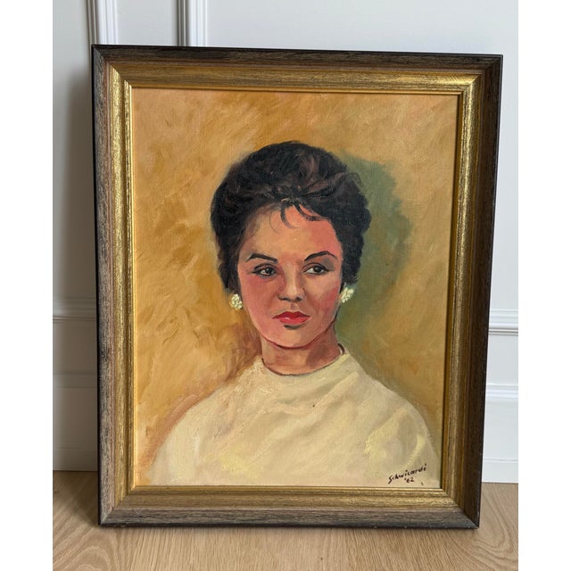 Signed Oil Portrait of a Snobbish Young Woman 1962 For Sale - Image 4 of 6