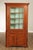 High Quality Antique 19th Century Softwood Corner Cabinet with Twelve-Pane Door Opening to Painted Interior Shelves
