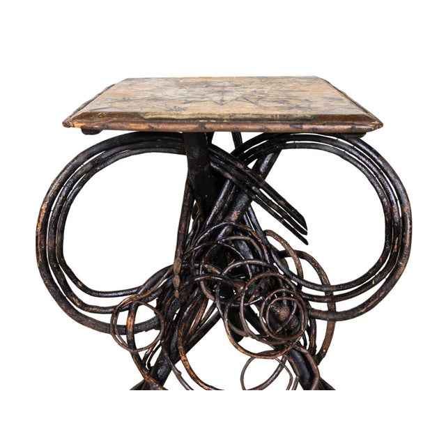 American Vintage Oilcloth Twig Table For Sale - Image 3 of 5