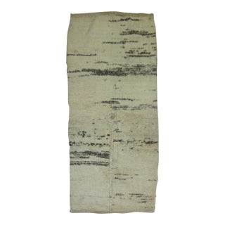 Vintage Moroccan Ivory Black Brown Color Small Runner - 3'2" x 7'2" For Sale