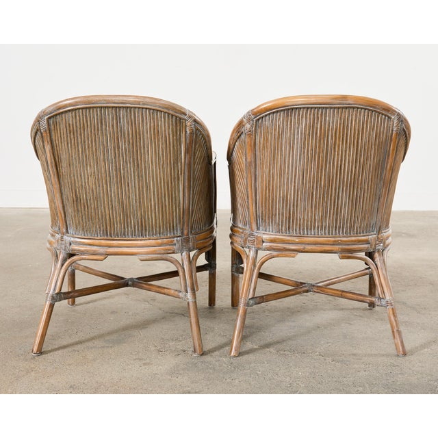 Pair of McGuire Style Organic Modern Rattan Barrel Chairs For Sale - Image 11 of 12