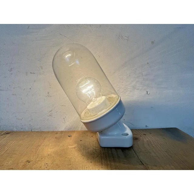 Vintage White Porcelain Wall Light, 1960s For Sale - Image 12 of 13