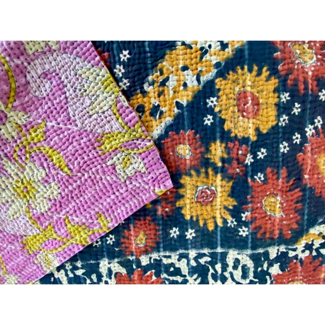 Vintage Kantha Reversible Throw For Sale In Los Angeles - Image 6 of 9
