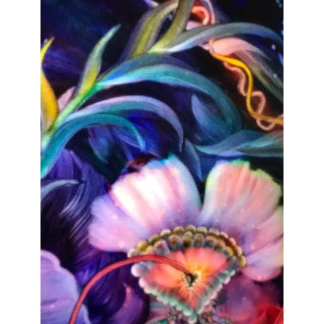 Signed Original Ulla Darni Illuminating Flat Glass Painting "Han and Hanini" For Sale - Image 9 of 11