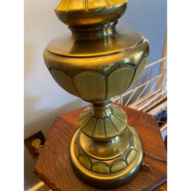 Vintage 1950s Mid-Century Modern Brass Metal Rembrandt Torchiere Table Lamp For Sale - Image 6 of 10