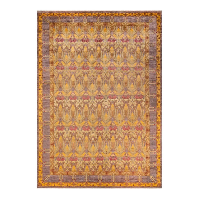 Arts & Crafts Collection Hand Knotted Area Rug Collection Beige - 9' 10" x 14' 2" For Sale - Image 9 of 9