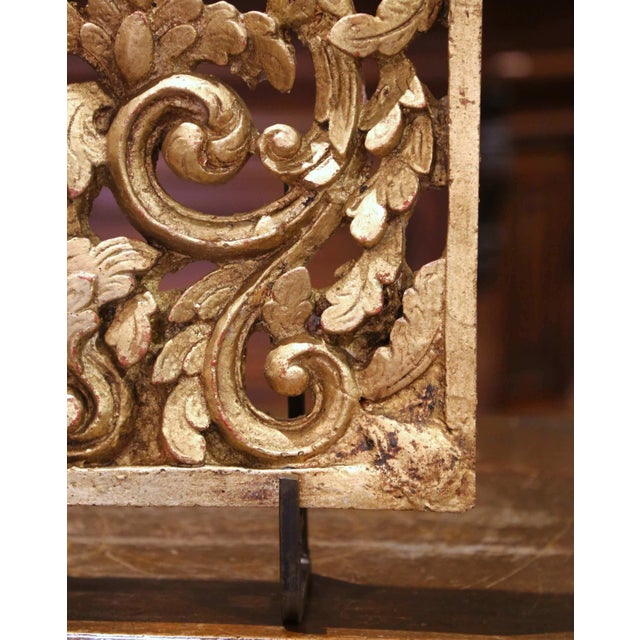 Late 18th Century 18th Century Italian Gilt Iron Plaque With Foliate Scrolls on Custom Stand For Sale - Image 5 of 7