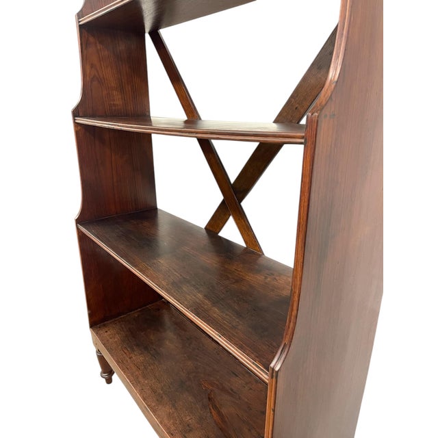 1970s Decrorative Wooden Bookcase With X-Back Support and Turned Legs For Sale - Image 10 of 12