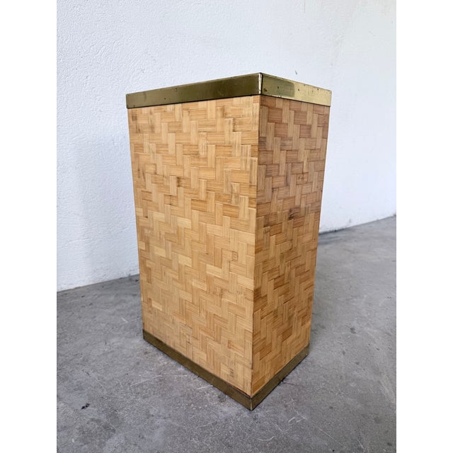 Woven Wicker and Brass Umbrella Stand from Metal Linea Nova, 1960s For Sale - Image 10 of 18