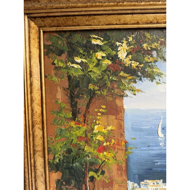 Impressionist Late 20th Century Stunning Original Oil Painting On Canvas, Mediterranean Coastal Scene 29x41 For Sale - Image 3 of 10