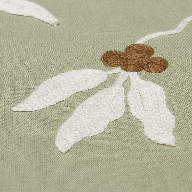 Schumacher Schumacher Lilla Embroidery Fabric In Olive For Sale - Image 4 of 5