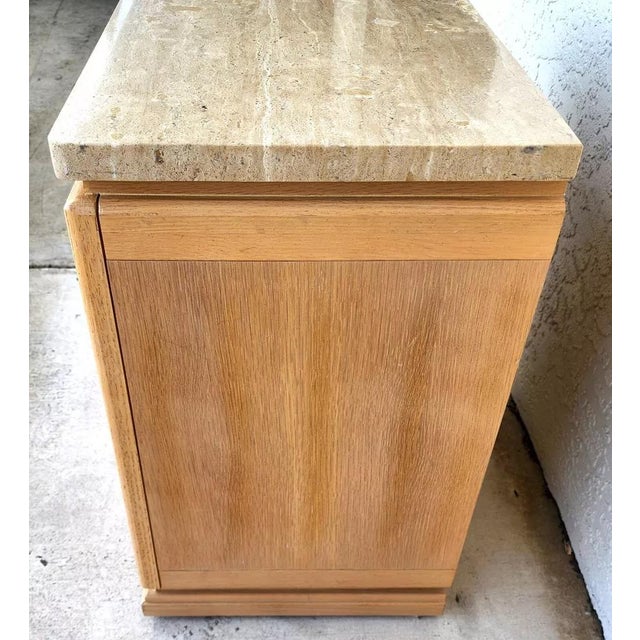 Wood Thomasville Nightstands Blonde Marble Tops Pair For Sale - Image 7 of 12