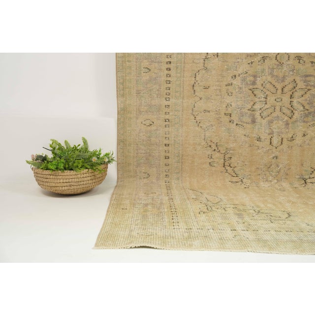 1970s Vintage Turkish Handmade Wool Cotton Beige Area Rug For Sale - Image 11 of 13