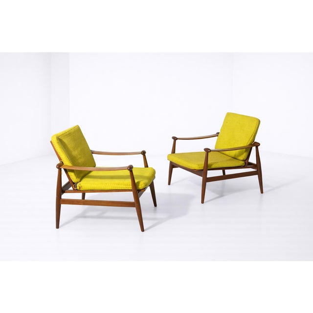 Finn Juhl Armchairs in Metal, Walnut, and Fabric from Finn Juhl, Set of 2 For Sale - Image 4 of 18