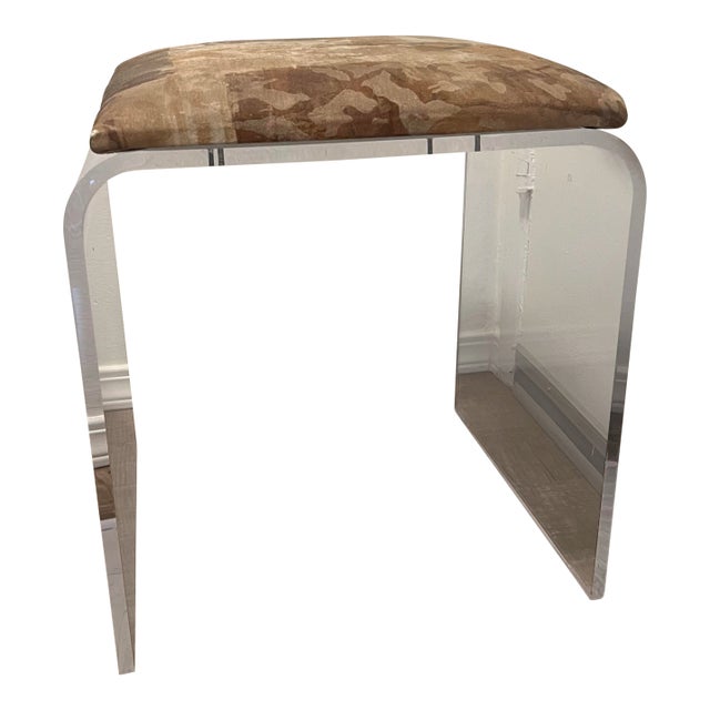 Vintage Mid Century Modern Lucite Vanity Stool For Sale