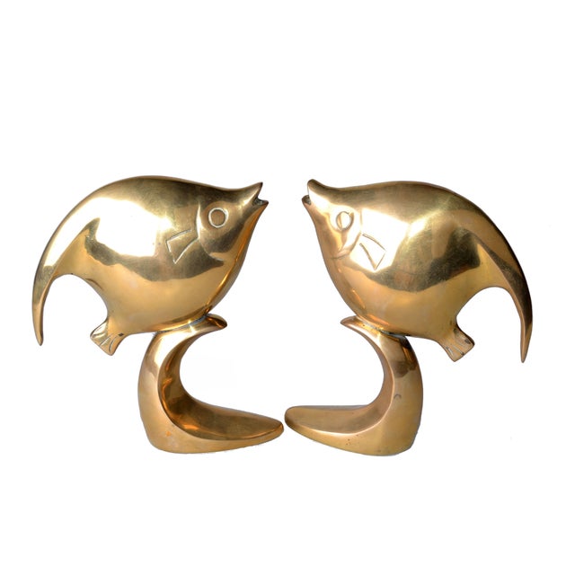 Polished Solid Brass Fish Bookends A Pair Chairish