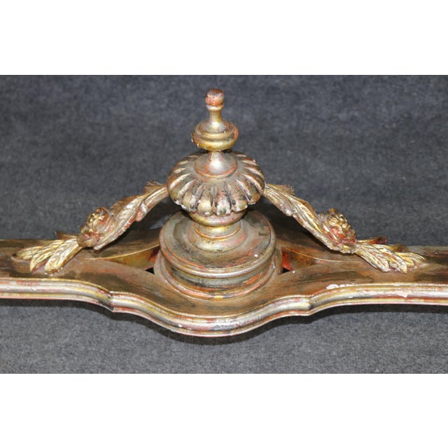 Silver 1960's Louis XVI Style Mirrored Top Console DIstressed Silver and Gold Accents For Sale - Image 8 of 13