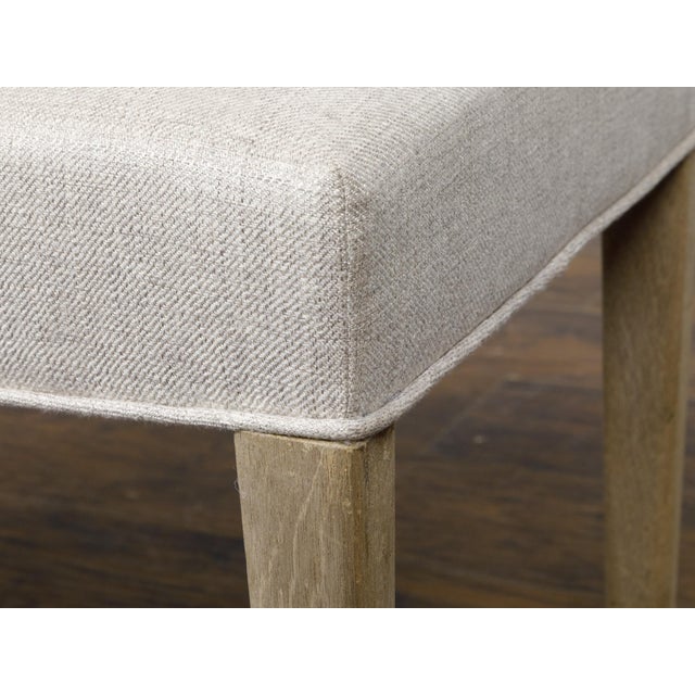 Tan French Art Deco 1930s Bleached Walnut Bench with Brass Feet and Upholstery For Sale - Image 8 of 10