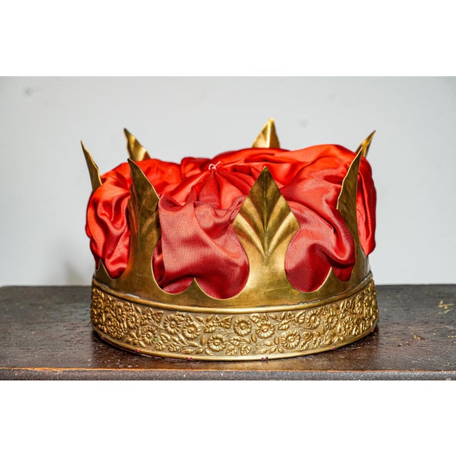 Fantastic Antique Brass Silk Lined Theater Crown Costume Prop King Royalty Home Decor For Sale In New York - Image 6 of 14