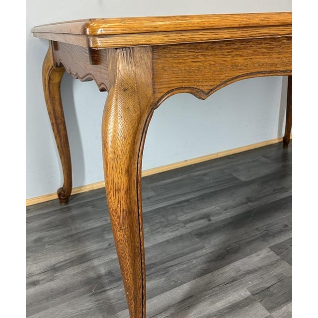 Vintage French Louis XVI Carved Oak Extendable Dining Table For Sale - Image 6 of 12
