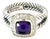 1990s David Yurman Amethyst Black Orquid Diamond Ring Size 7.5 Silver Estate For Sale