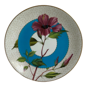 Antique Mintons Porcelain Hand Painted Cabinet Plate Flower & Gold C1880