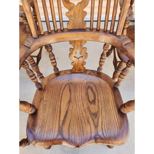 Mid 20th Century Vintage Set of Arm Windsor Oak Chairs a Set of 6