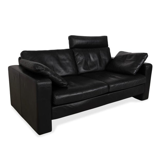 Modern Two-Seater Sofa in Black Leather with Headrest from Cor For Sale - Image 3 of 17