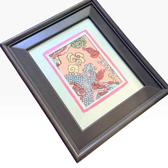 Contemporary Framed Schumacher Magic Mountain Dragon Textile Art For Sale - Image 4 of 6