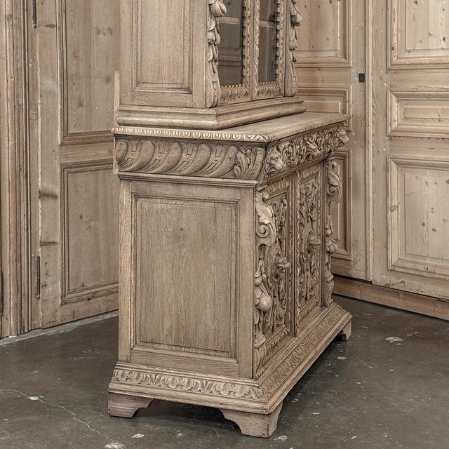 19th Century French Renaissance Revival Carved Bookcase in Stripped Oak For Sale - Image 12 of 18