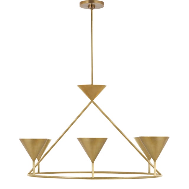 Paloma Contreras for Visual Comfort Signature Collection Orsay Large Ring Chandelier in Hand-Rubbed Antique Brass For Sale