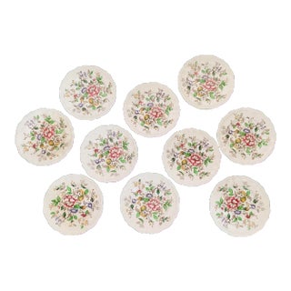 C. 1930s Antique Royal Doulton-England Botanical Design Dinner Plates- Set of 10 For Sale