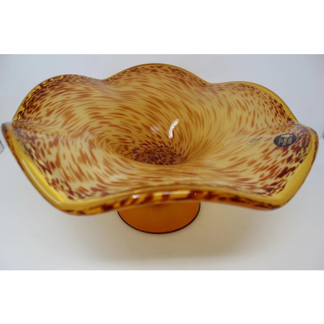 Contemporary Vintage Italian Glass White Cristal Centerpiece For Sale - Image 3 of 5