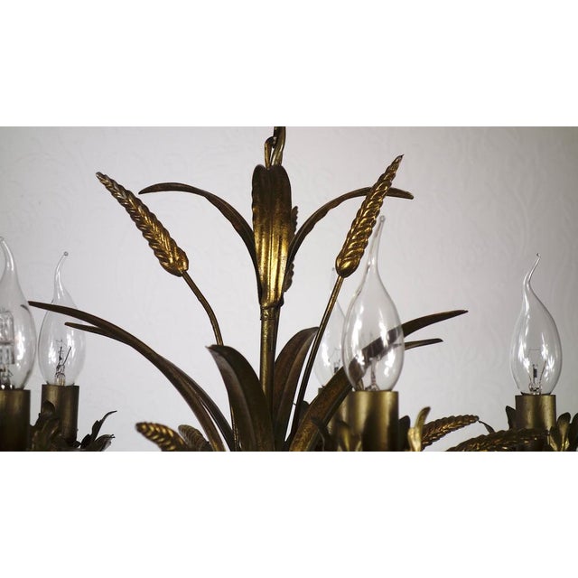 Hollywood Regency Gold Plated Metal Chandelier, 1960s For Sale - Image 6 of 13