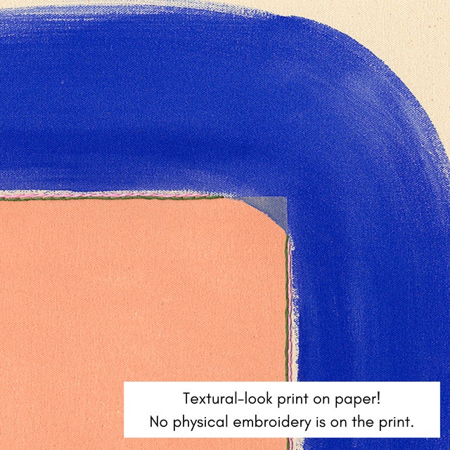 'Blush/Cobalt' Fine Art Print by Emily Keating Snyder Printed on archival matte paper (no physical embroidery is present...