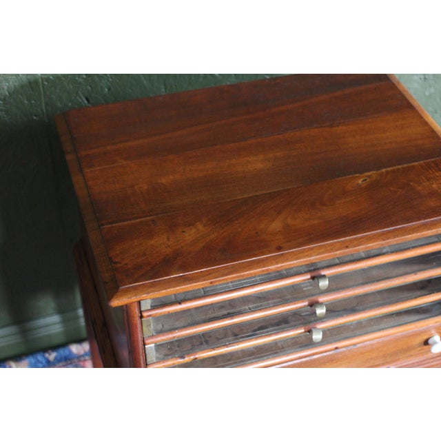 Brown Antique Spool Cabinet With Glass Drawers From the Late 1800s For Sale - Image 8 of 14