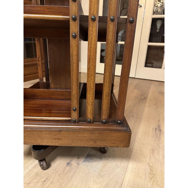 19th Century Antique Revolving Bookcase in Mahogany, 1890s For Sale - Image 5 of 10