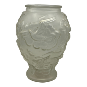 Art Deco "Birds in Flight" Frosted Glass Vase by Josef Inwald for Barolac, Circa 1930