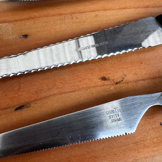 1960s 1960s Japanese 3 Knife Set Utility Cutlery Rosewood & Stainless Steel For Sale - Image 5 of 12