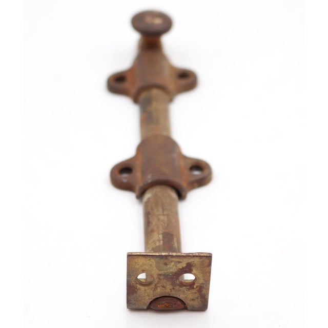 Traditional Vintage 6 In. Brass Plated Steel Surface Door Bolt For Sale - Image 3 of 6
