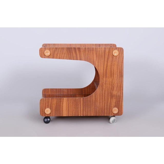Mid-Century Mahogany Trolley, Czechia, 1960s For Sale - Image 4 of 9