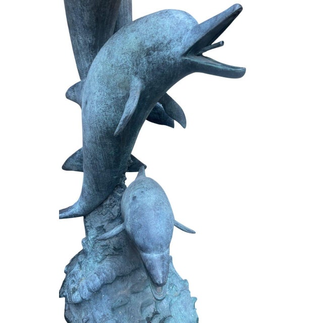 Late 20th Century Monumental American Bronze Four-Dolphin Fountain Sculpture. Late 20th Century. For Sale - Image 5 of 12