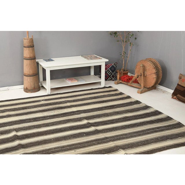Mid 20th Century Striped Large Vintage Kilim Rug For Sale In Los Angeles - Image 6 of 7