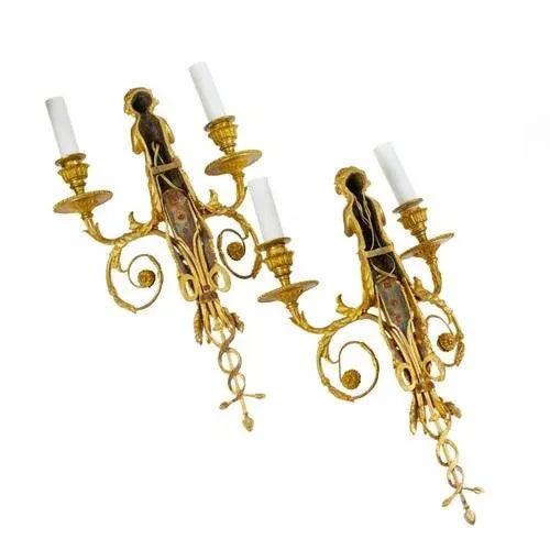 French Gilt Bronze Sconces, Set of 2 For Sale - Image 6 of 7