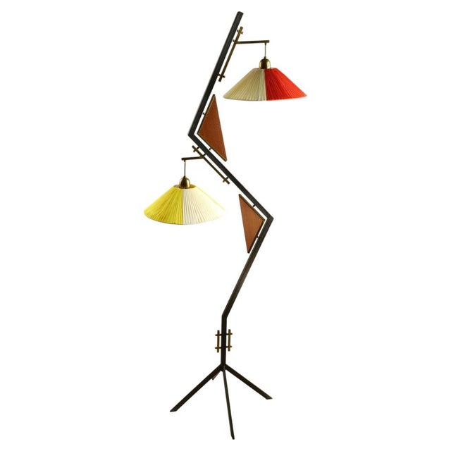 Mid-Century Modern Italian Floor Lamp with Red and Yellow Shades, 1950s For Sale - Image 13 of 13